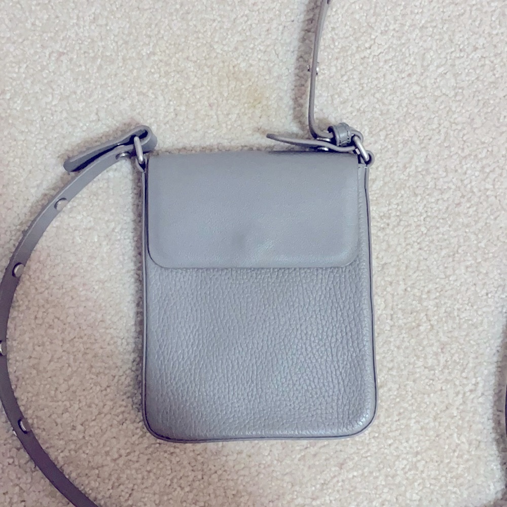 Treasure & Bond Gray Genuine Leather Crossbody Bag Purse